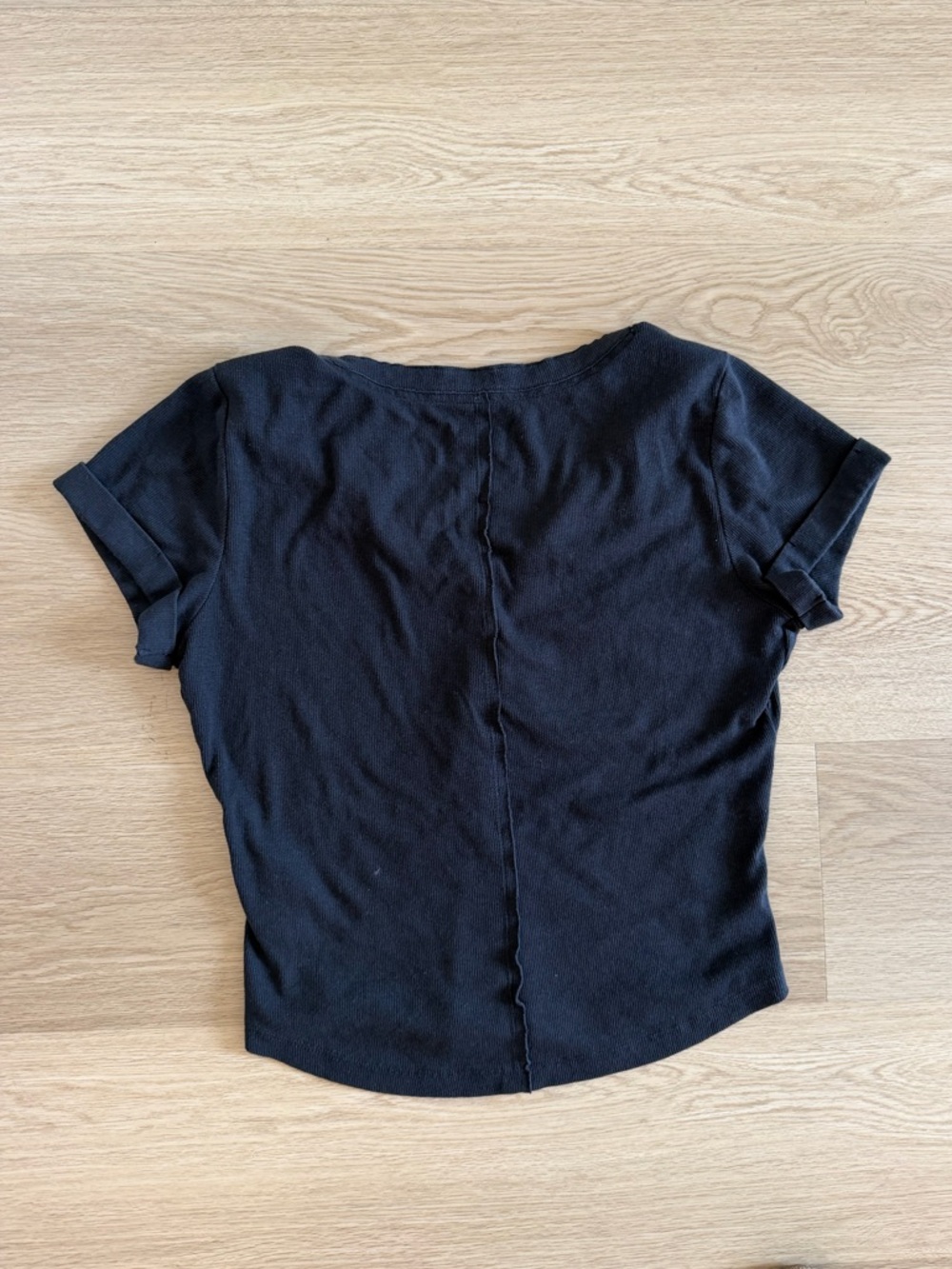 Pilcro Black Short Sleeve Henley Tee - Picture 2 of 5